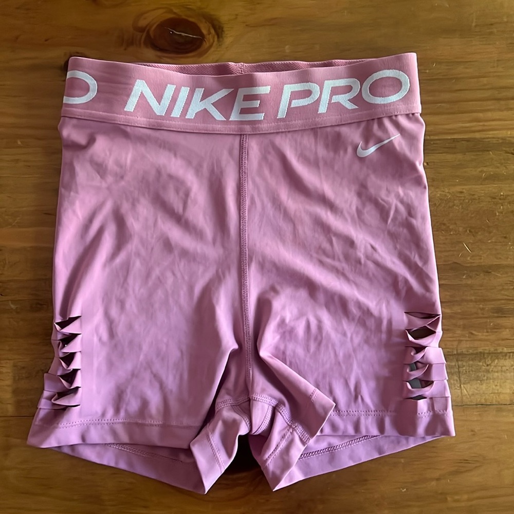 Nike Pro Dri-Fit Pink Biker Cut out Shorts